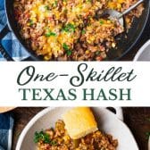 Long collage image of texas hash recipe.