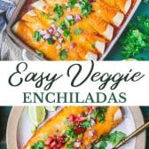 Long collage image of vegetarian enchiladas.