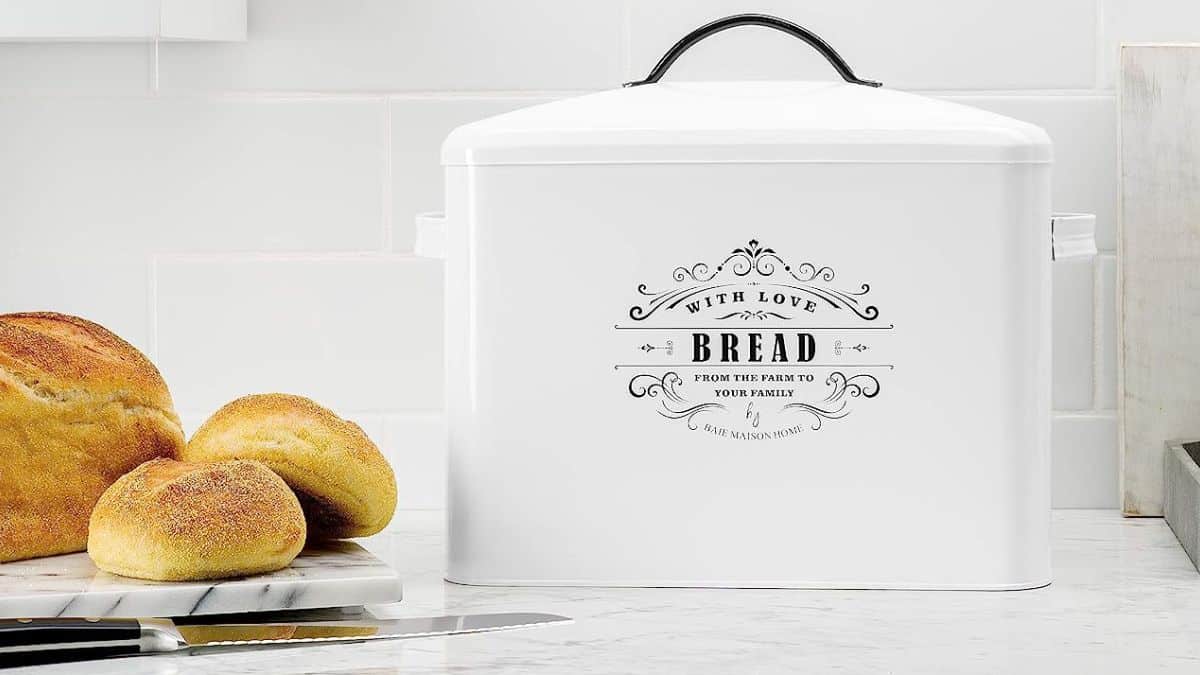 Modern Metal Bread Box with Cutting Board Lid, Bread Storage, Bread Container for Kitchen Counter, Kitchen Decor Organizer, Kitchen, Size