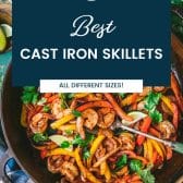 Review of the best cast iron skillets with text title overlay.