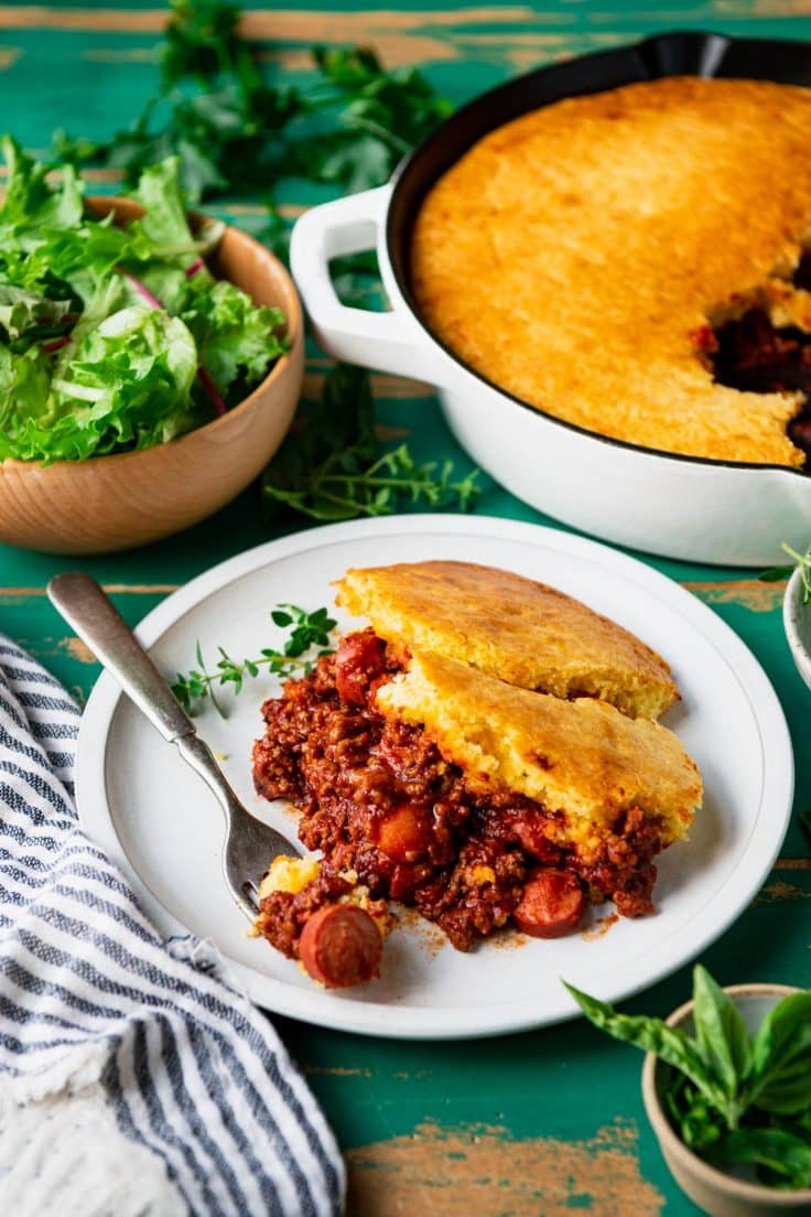Chili Dog Casserole with Cornbread Crust The Seasoned Mom