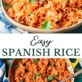 Long collage image of easy spanish rice.