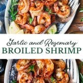 Long collage image of broiled shrimp
