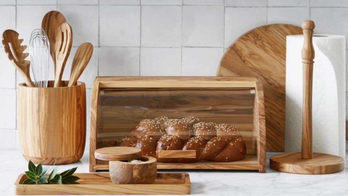 Williams Sonoma Olivewood Bread Box 