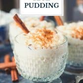 Bowl of southern rice pudding recipe easy with text title overlay.