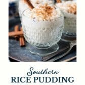 Southern rice pudding recipe easy with text title at the bottom.
