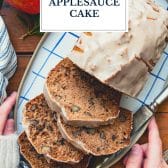 Easy applesauce cake recipe with text title overlay.
