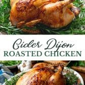 Long collage image of cider dijon roasted chicken.