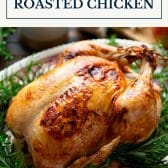Cider dijon roasted chicken with text title box at top.