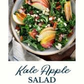 Kale apple salad with text title at the bottom.