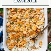 Leftover turkey rice casserole with text title box at top.