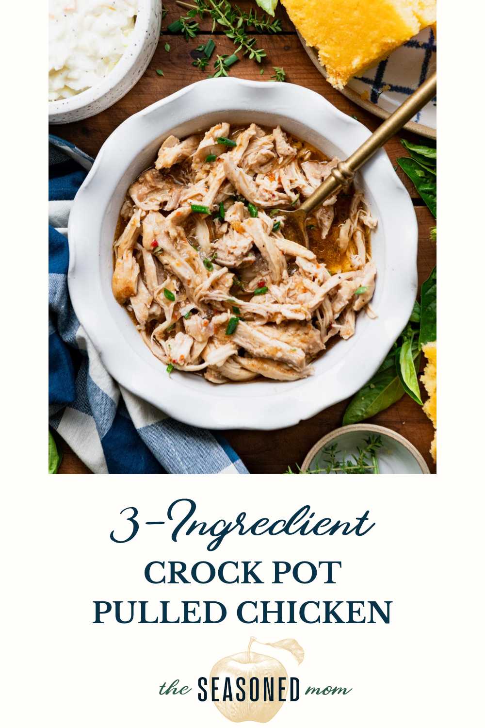3-Ingredient Crock Pot Pulled Chicken - The Seasoned Mom