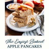 Baked apple pancakes with text title at the bottom.