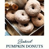 Baked pumpkin donuts with text title at the bottom.