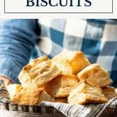 Flaky biscuits with text title box at top.