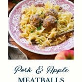 Pork meatballs with text title at the bottom.