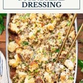 Southern cornbread dressing recipe with text title box at top.