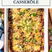 4-ingredient crescent roll sloppy joe casserole with text title box at top.