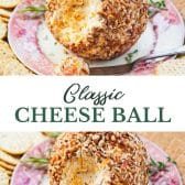 Long collage image of easy cheese ball recipe.