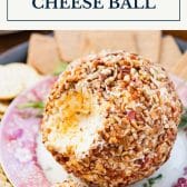 Easy cheese ball recipe with text title box at top.