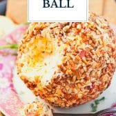Easy cheese ball recipe with text title overlay.
