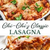 Long collage image of classic lasagna recipe.