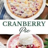 Long collage image of cranberry pie.