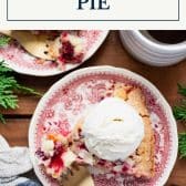 Cranberry pie with text title box at top.