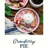 Cranberry pie with text title at the bottom.
