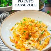 Dump-and-bake chicken potato casserole with text title overlay.