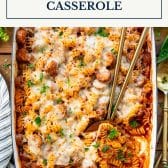 Dump-and-bake Italian sausage casserole with text title box at top.