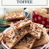4-Ingredient graham cracker toffee bars with text title box at top.