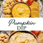 Long collage image of pumpkin dip.