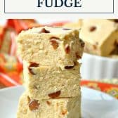 Pumpkin spice fudge with text title box at top.