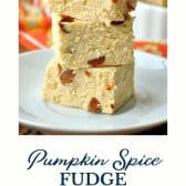 Pumpkin spice fudge with text title at the bottom.