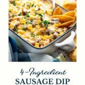 4-ingredient sausage dip with corn and text title at bottom.