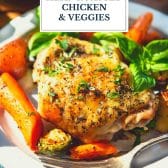 Sheet pan herb roasted chicken and vegetables with text title overlay.