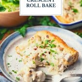 5-Ingredient Chicken Alfredo Crescent Roll Bake with text title overlay.