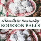 Long collage image of Kentucky chocolate bourbon balls recipe.