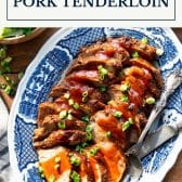 Crock Pot pork tenderloin with text title box at top.