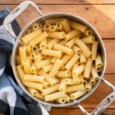Boiled rigatoni pasta.