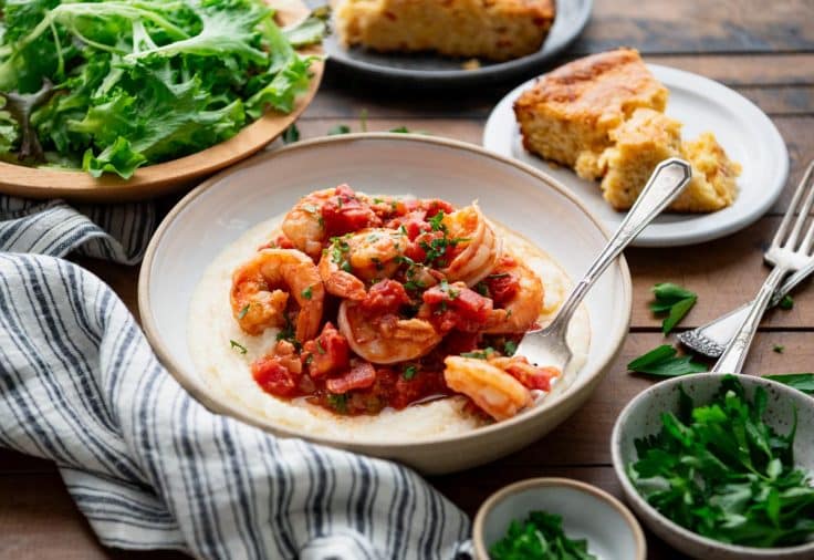 Shrimp and Grits with Tomato Gravy - The Seasoned Mom