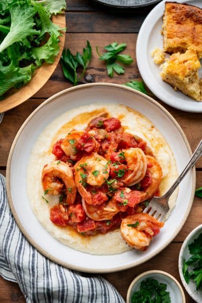 Shrimp and Grits with Tomato Gravy - The Seasoned Mom