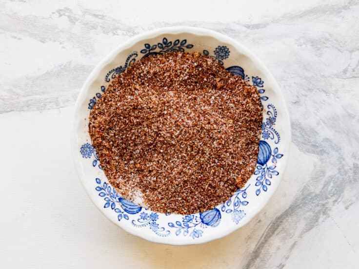 Homemade bbq rub in a small bowl.
