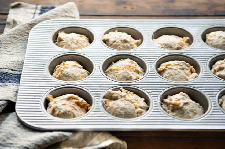 Process shot showing how to make bisquick biscuits.