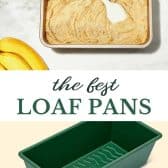 Long collage image of the best loaf pans.