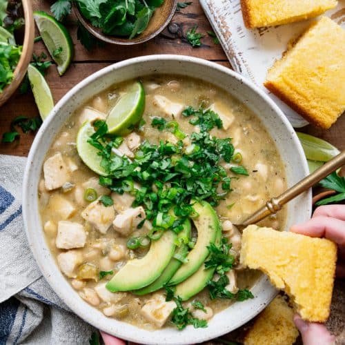 Green Chicken Chili Stovetop or Crock Pot - The Seasoned Mom