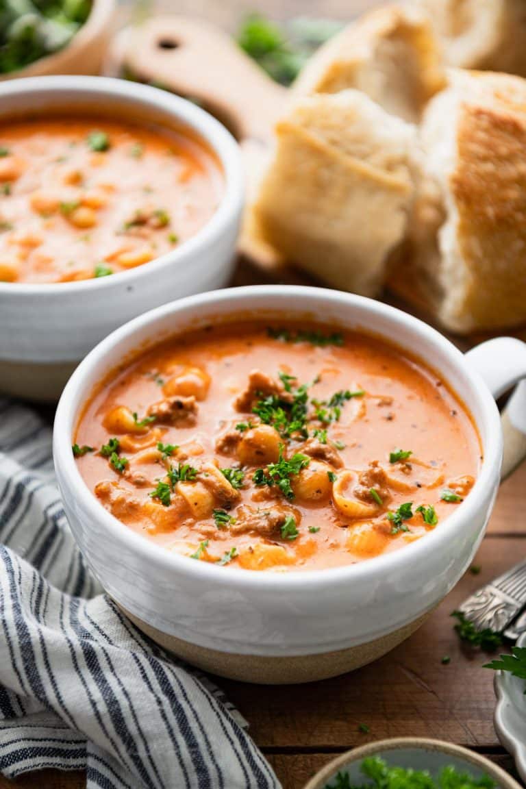 Creamy Tomato Soup with Ground Beef and Noodles - The Seasoned Mom