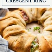 Ham and cheese crescent rolls with text title box at top.
