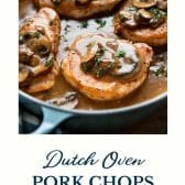 Dutch oven pork chops with text title at the bottom.
